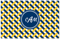 Thumbnail for Personalized Trellis III Placemat - Navy and Mustard - Navy Circle Frame -  View