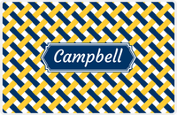 Thumbnail for Personalized Trellis III Placemat - Navy and Mustard - Navy Decorative Rectangle Frame -  View