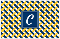 Thumbnail for Personalized Trellis III Placemat - Navy and Mustard - Navy Square Frame -  View