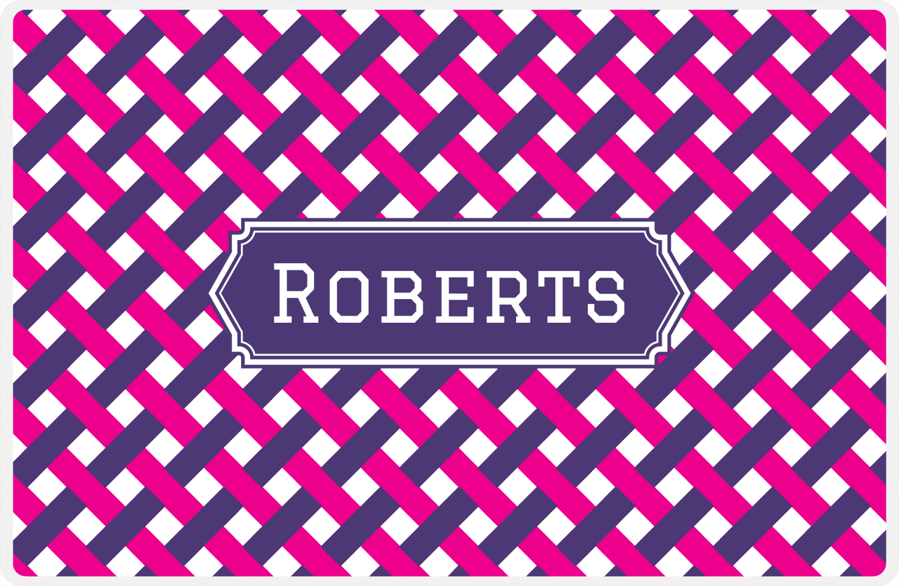 Personalized Trellis III Placemat - Hot Pink and White - Indigo Decorative Rectangle Frame -  View