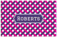 Thumbnail for Personalized Trellis III Placemat - Hot Pink and White - Indigo Decorative Rectangle Frame -  View