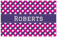 Thumbnail for Personalized Trellis III Placemat - Hot Pink and White - Indigo Ribbon Frame -  View