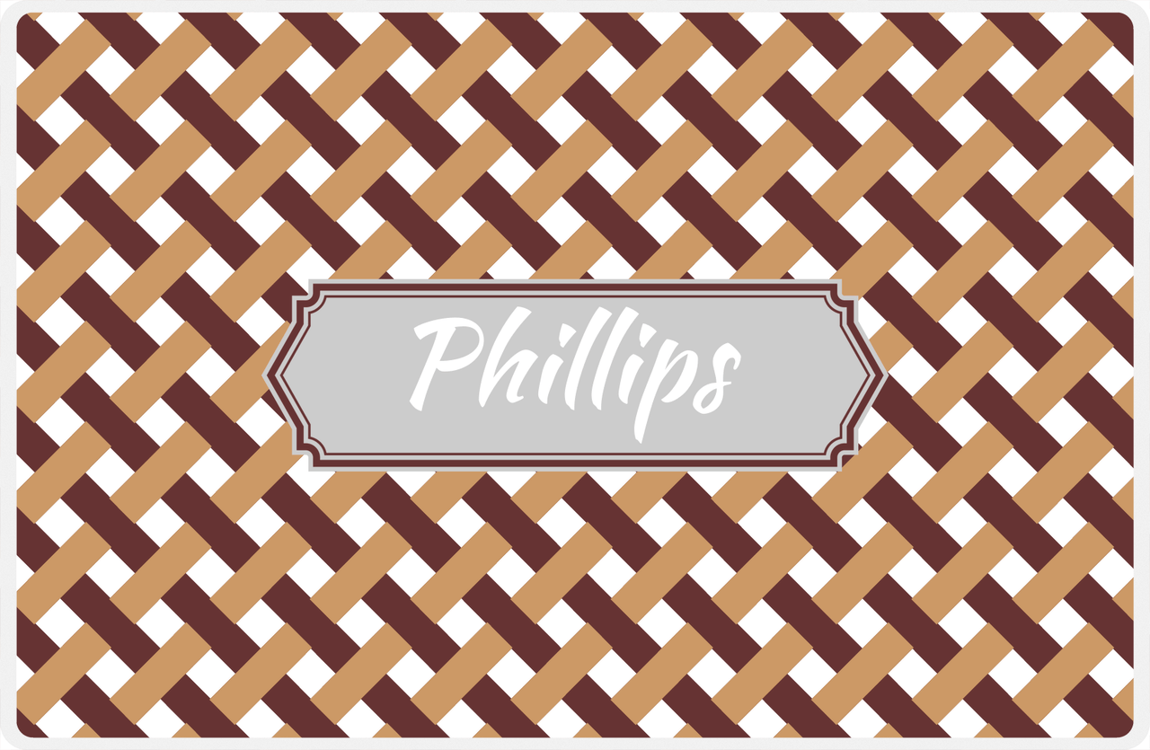 Personalized Trellis III Placemat - Brown and White - Light Grey Decorative Rectangle Frame -  View