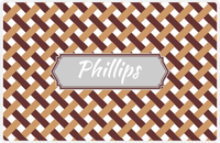 Thumbnail for Personalized Trellis III Placemat - Brown and White - Light Grey Decorative Rectangle Frame -  View