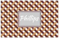 Thumbnail for Personalized Trellis III Placemat - Brown and White - Light Grey Rectangle Frame -  View