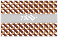 Thumbnail for Personalized Trellis III Placemat - Brown and White - Light Grey Ribbon Frame -  View