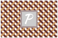 Thumbnail for Personalized Trellis III Placemat - Brown and White - Light Grey Square Frame -  View