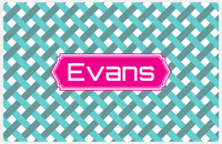 Thumbnail for Personalized Trellis III Placemat - Viking Blue and White - Hot Pink Decorative Rectangle Frame -  View
