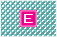 Thumbnail for Personalized Trellis III Placemat - Viking Blue and White - Hot Pink Square Frame -  View
