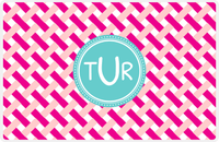 Thumbnail for Personalized Trellis III Placemat - Hot Pink and White - Viking Blue Circle Frame -  View