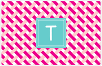 Thumbnail for Personalized Trellis III Placemat - Hot Pink and White - Viking Blue Square Frame -  View