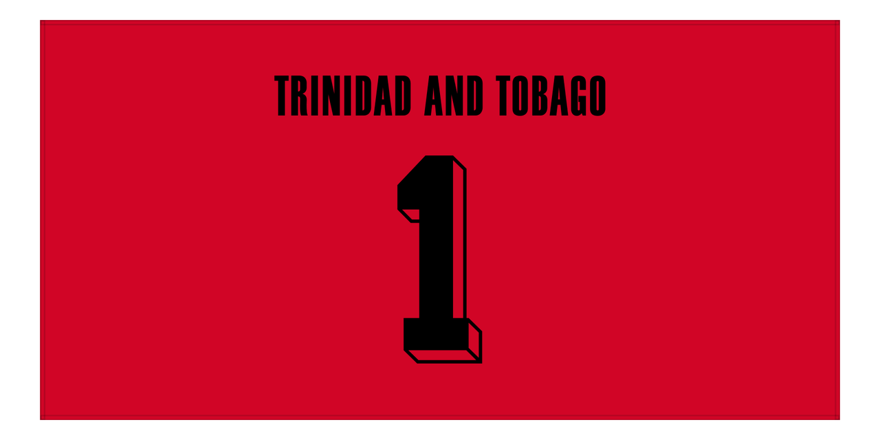 Personalized Trinidad And Tobago Jersey Number Beach Towel - Red - Front View
