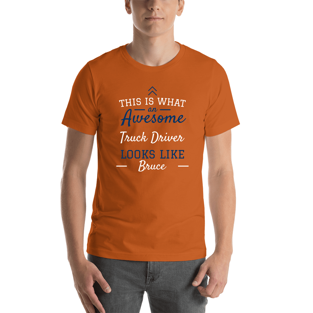 Personalized Truck Driver T-Shirt - Orange - Shirt View