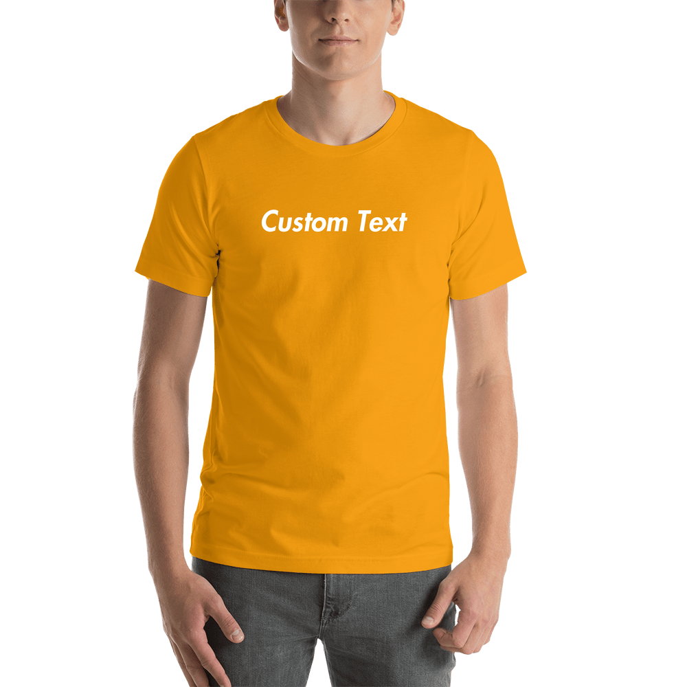 Personalized T-Shirt - Gold - Your Custom Text - Shirt View