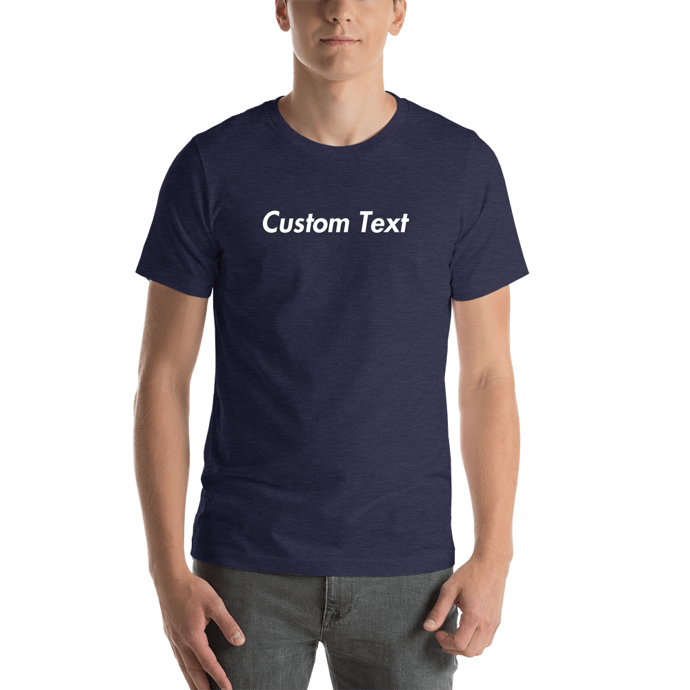 Personalized T-Shirt - Heather Midnight Navy - Your Custom Text - Shirt View