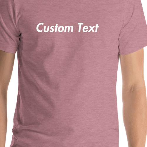 Personalized T-Shirt - Heather Orchid - Your Custom Text - Shirt Close-Up View