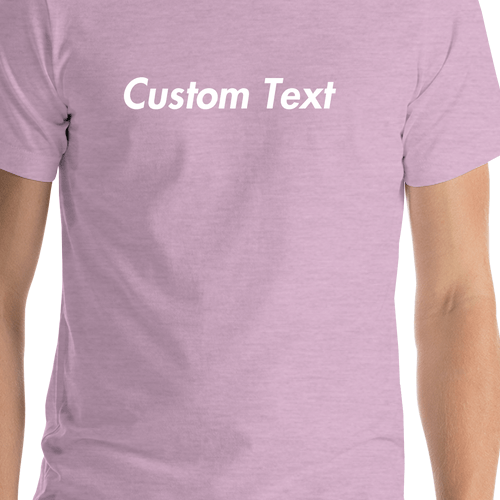 Personalized T-Shirt - Heather Prism Lilac - Your Custom Text - Shirt Close-Up View