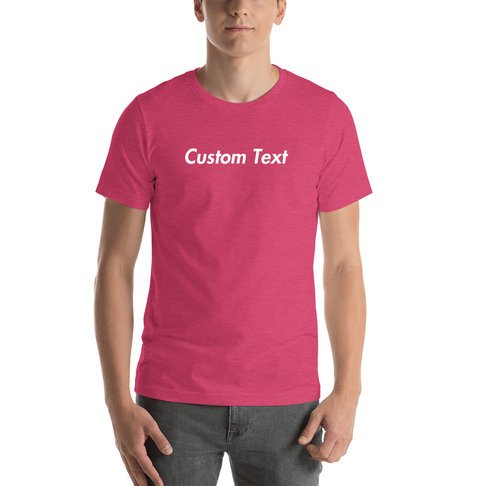 Personalized T-Shirt - Heather Raspberry - Your Custom Text - Shirt View