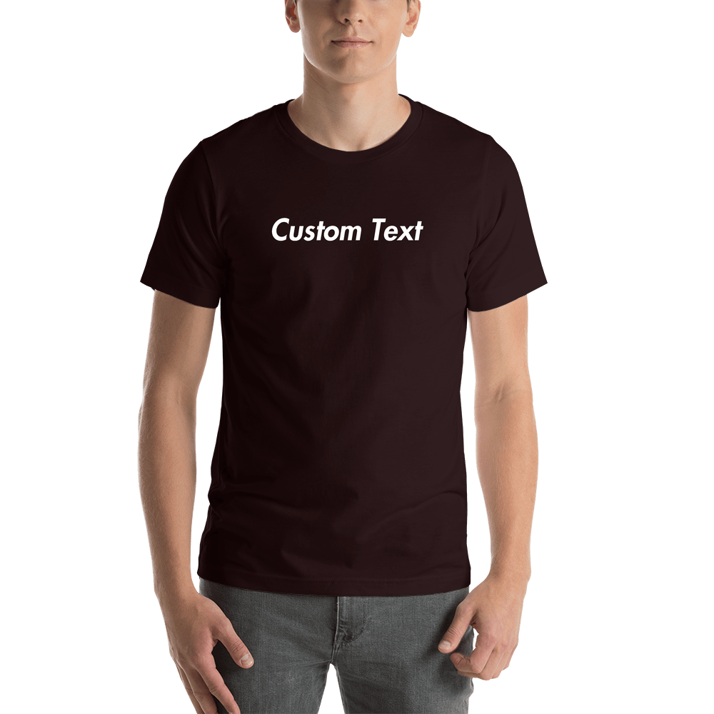 Personalized T-Shirt - Oxblood Black - Your Custom Text - Shirt View