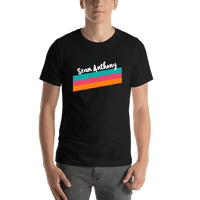 Thumbnail for Personalized T-Shirt - Black with Triple Stripes - Shirt View