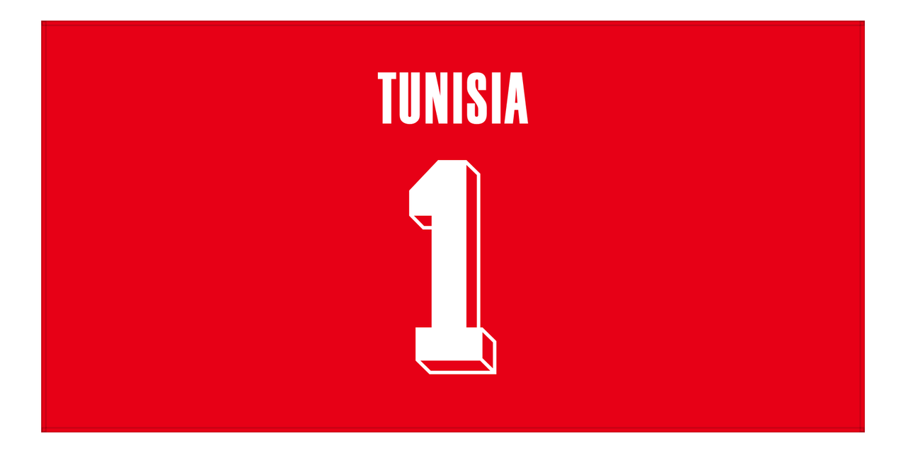 Personalized Tunisia Jersey Number Beach Towel - Red - Front View
