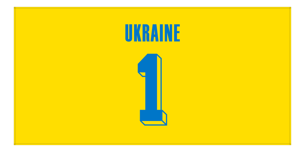 Personalized Ukraine Jersey Number Beach Towel - Yellow - Front View
