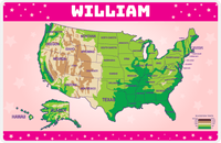 Thumbnail for Personalized United States of America Map Placemat II - Pink Background -  View