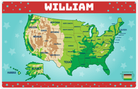 Thumbnail for Personalized United States of America Map Placemat II - Teal Background -  View