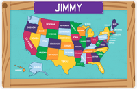 Thumbnail for Personalized United States of America Map Placemat III - Teal Background -  View