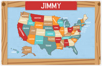 Thumbnail for Personalized United States of America Map Placemat III - Blue Background -  View