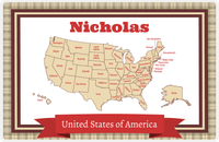 Thumbnail for Personalized United States of America Map Placemat IV - Tan Border -  View