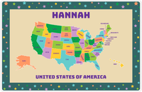 Thumbnail for Personalized United States of America Map Placemat V - Tan Background -  View