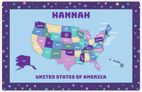 Thumbnail for Personalized United States of America Map Placemat V - Blue Background -  View