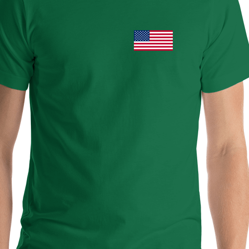 United States of America Flag T-Shirt - Green - Shirt Close-Up View
