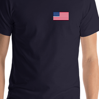 Thumbnail for United States of America Flag T-Shirt - Navy Blue - Shirt Close-Up View