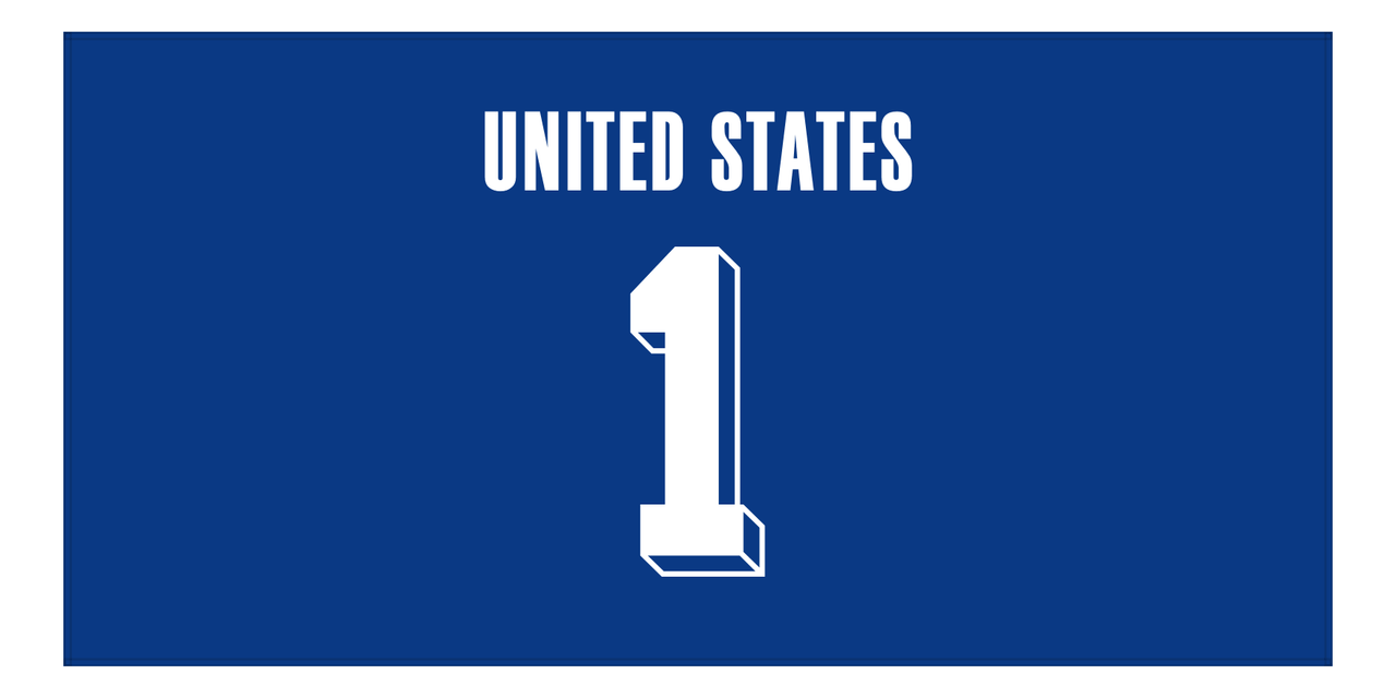 Personalized United States Jersey Number Beach Towel - Blue - Front View