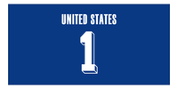 Thumbnail for Personalized United States Jersey Number Beach Towel - Blue - Front View