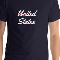 Thumbnail for Personalized United States T-Shirt - Navy Blue - Shirt Close-Up View