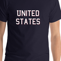 Thumbnail for Personalized United States T-Shirt - Navy Blue - Shirt Close-Up View