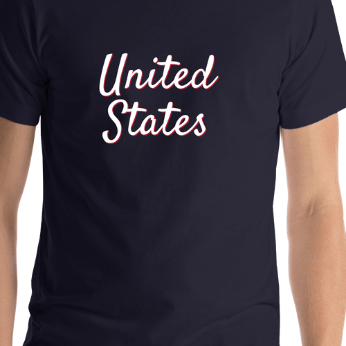 Personalized United States T-Shirt - Navy Blue - Shirt Close-Up View