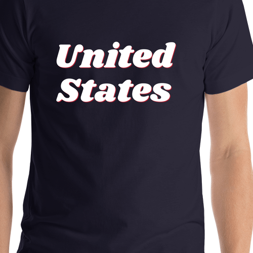 Personalized United States T-Shirt - Navy Blue - Shirt Close-Up View
