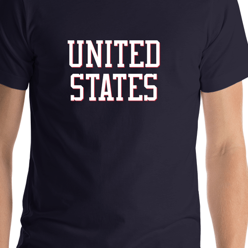 Personalized United States T-Shirt - Navy Blue - Shirt Close-Up View