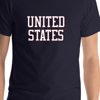 Thumbnail for Personalized United States T-Shirt - Navy Blue - Shirt Close-Up View