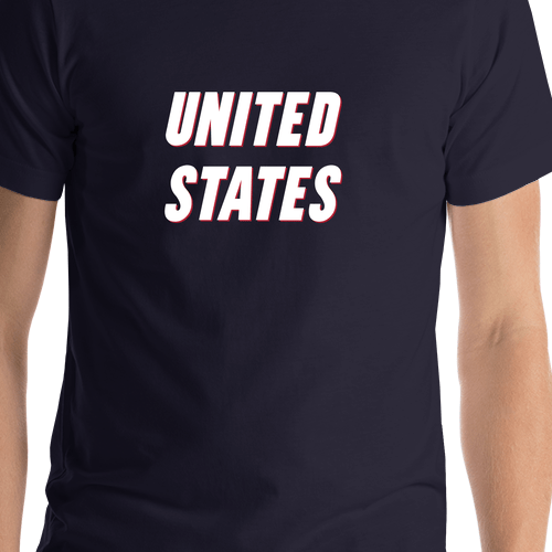 Personalized United States T-Shirt - Navy Blue - Shirt Close-Up View
