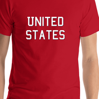 Thumbnail for Personalized United States T-Shirt - Red - Shirt Close-Up View