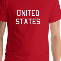 Thumbnail for Personalized United States T-Shirt - Red - Shirt Close-Up View
