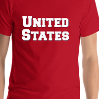 Thumbnail for Personalized United States T-Shirt - Red - Shirt Close-Up View
