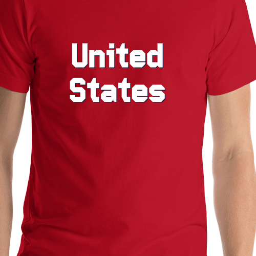 Personalized United States T-Shirt - Red - Shirt Close-Up View