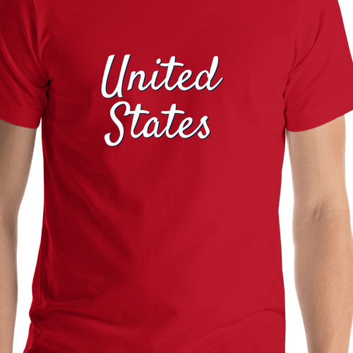 Personalized United States T-Shirt - Red - Shirt Close-Up View