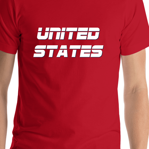 Personalized United States T-Shirt - Red - Shirt Close-Up View